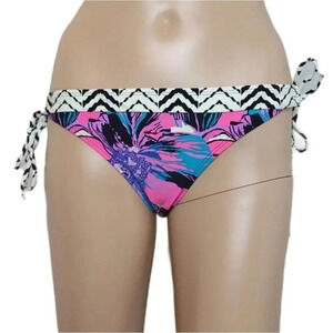 Roxy Wild Daisey Paneled Surfer Tie Bikini Bottoms